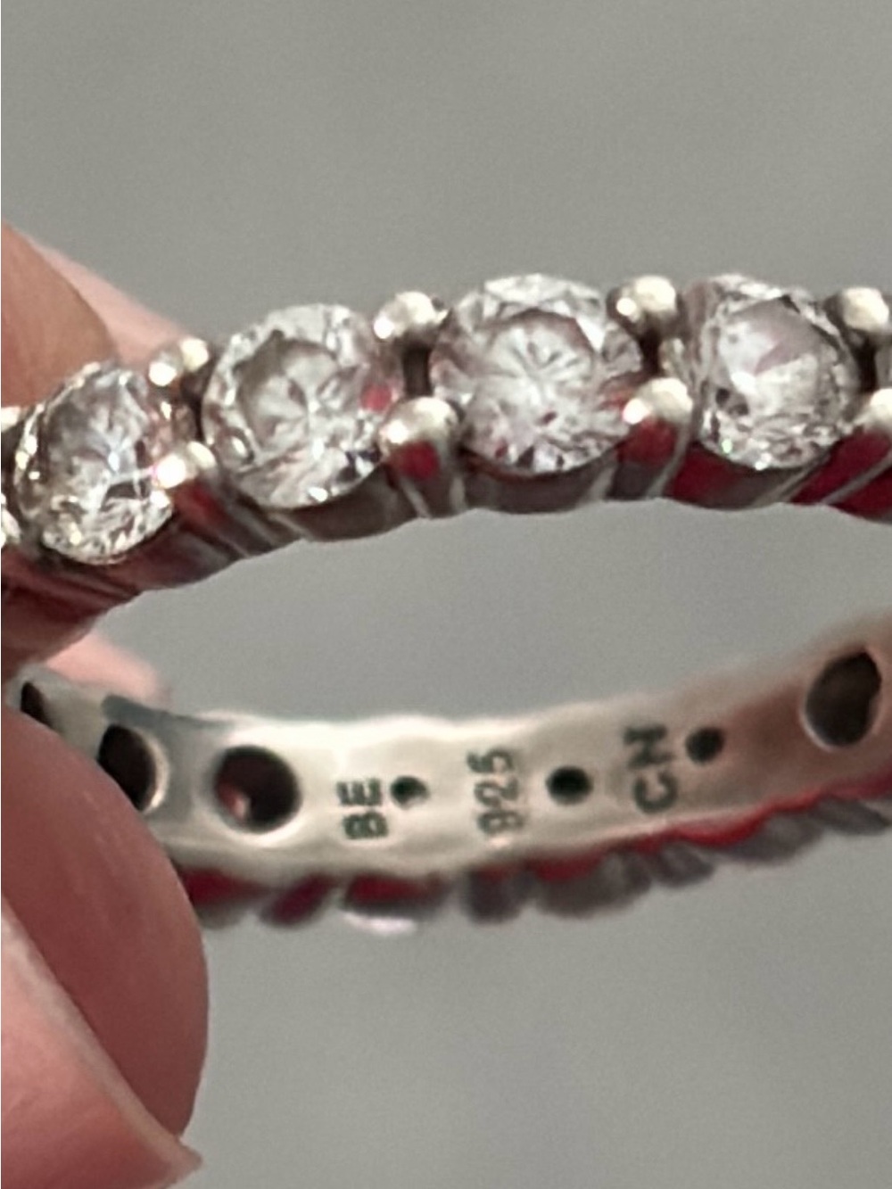 Silver CZ Eternity Band Ring Size 4.25 - Picture 3 of 3